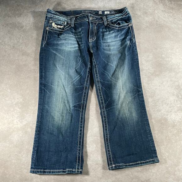 Y2K Miss Me Embellished Dark Wash Denim Capri Pants - Picture 2 of 8